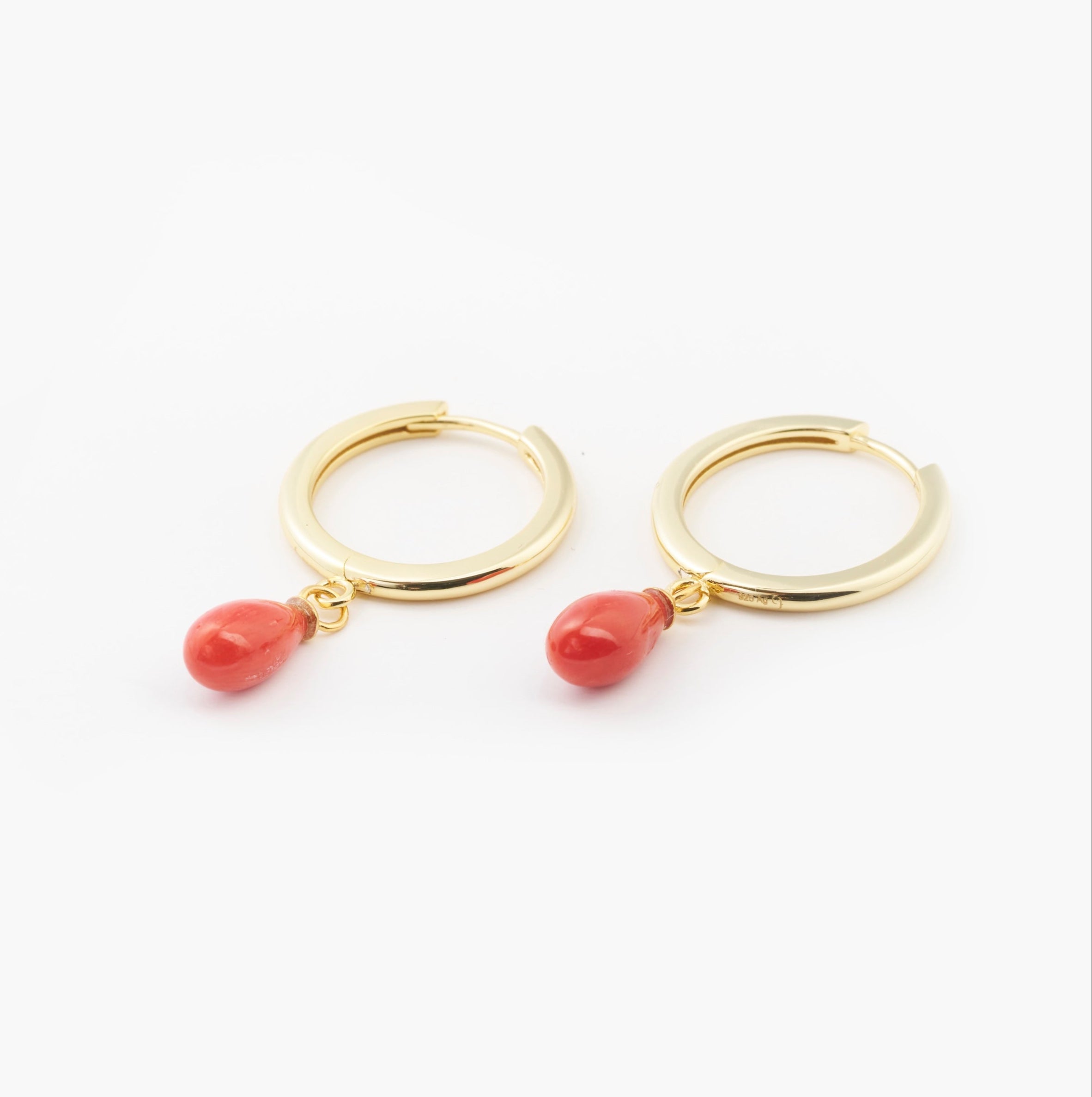 coral hoops, korallen kreolen