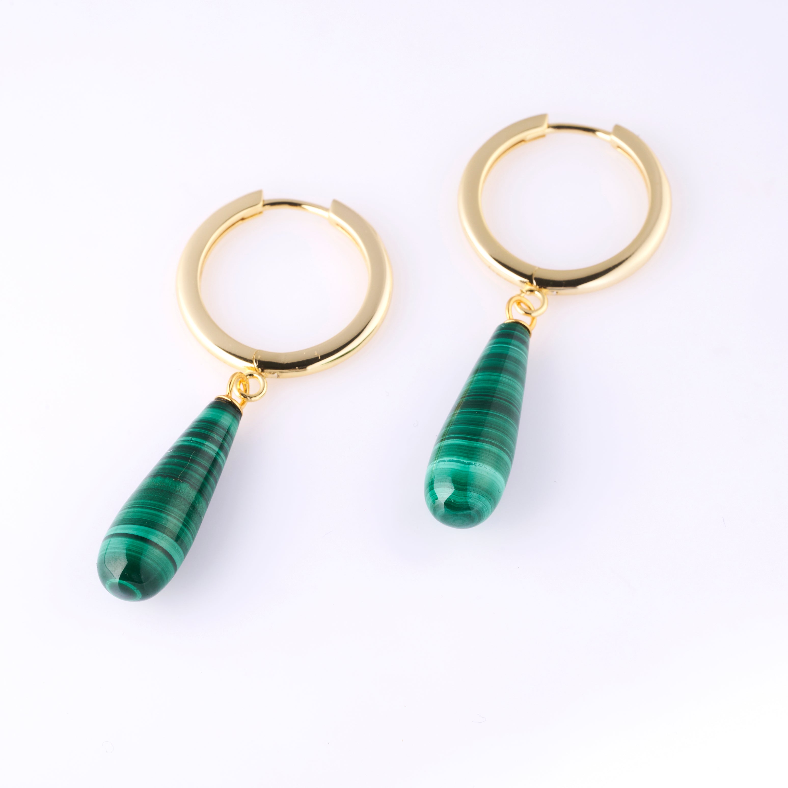 Boucles d'oreilles créoles avec malachite