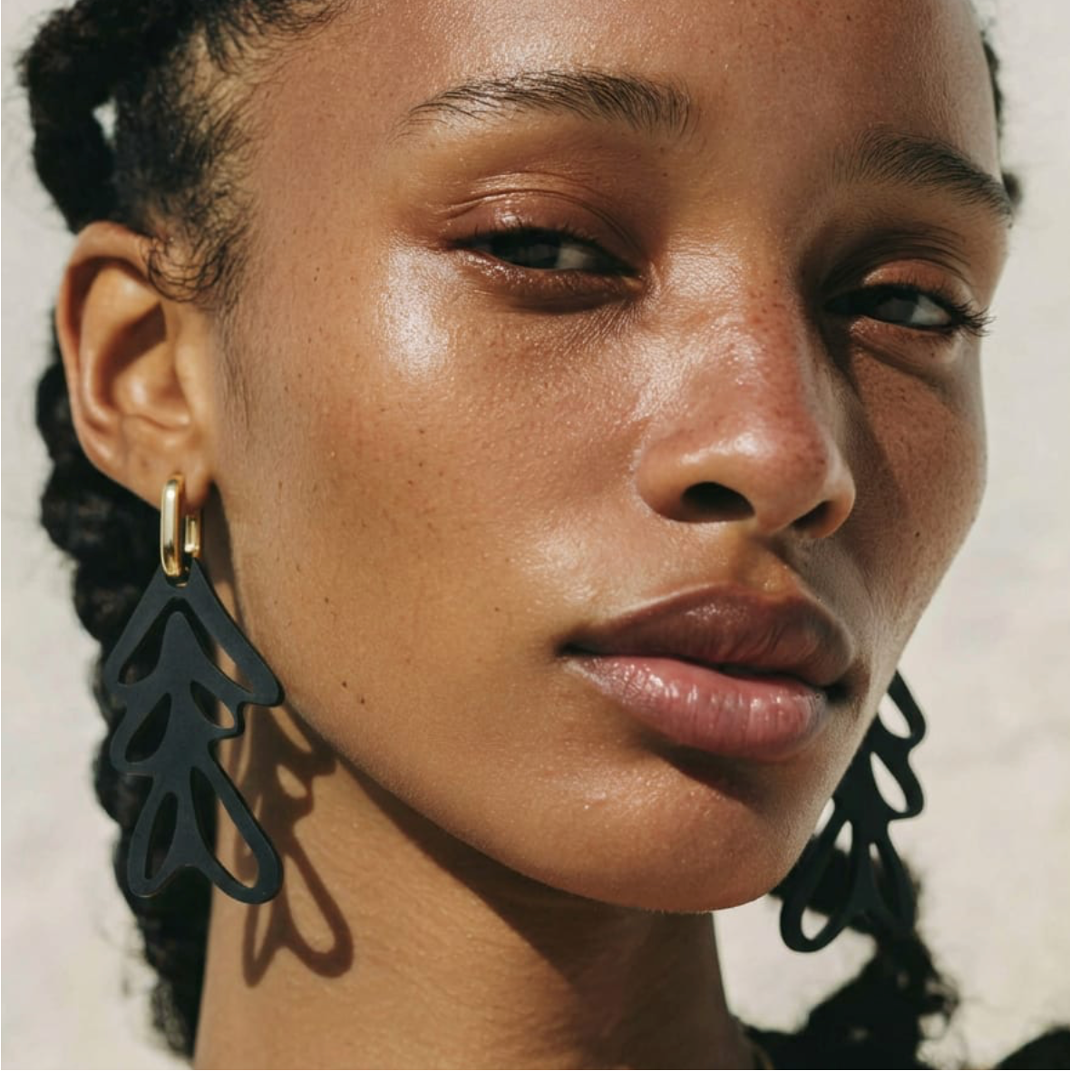 Boucles d'oreilles ALGAE 01 avec créoles à charnière en acier inoxydable