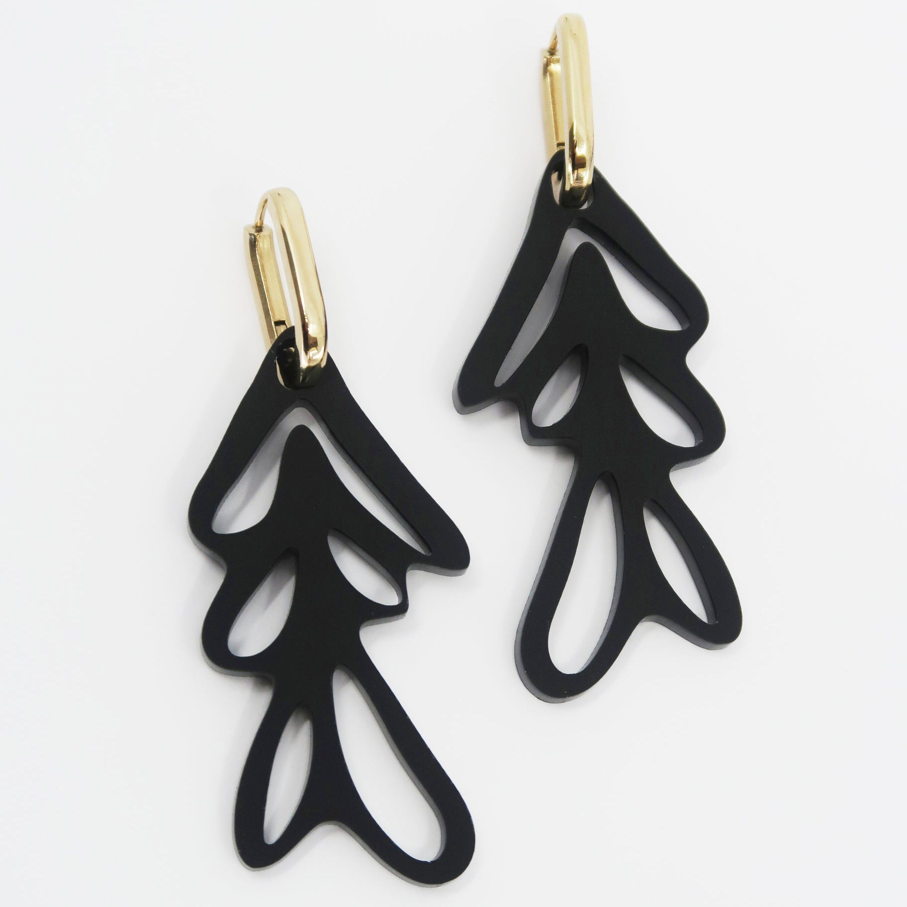 ALGAE 01 Earrings with Stainless Steel Hinged Hoops