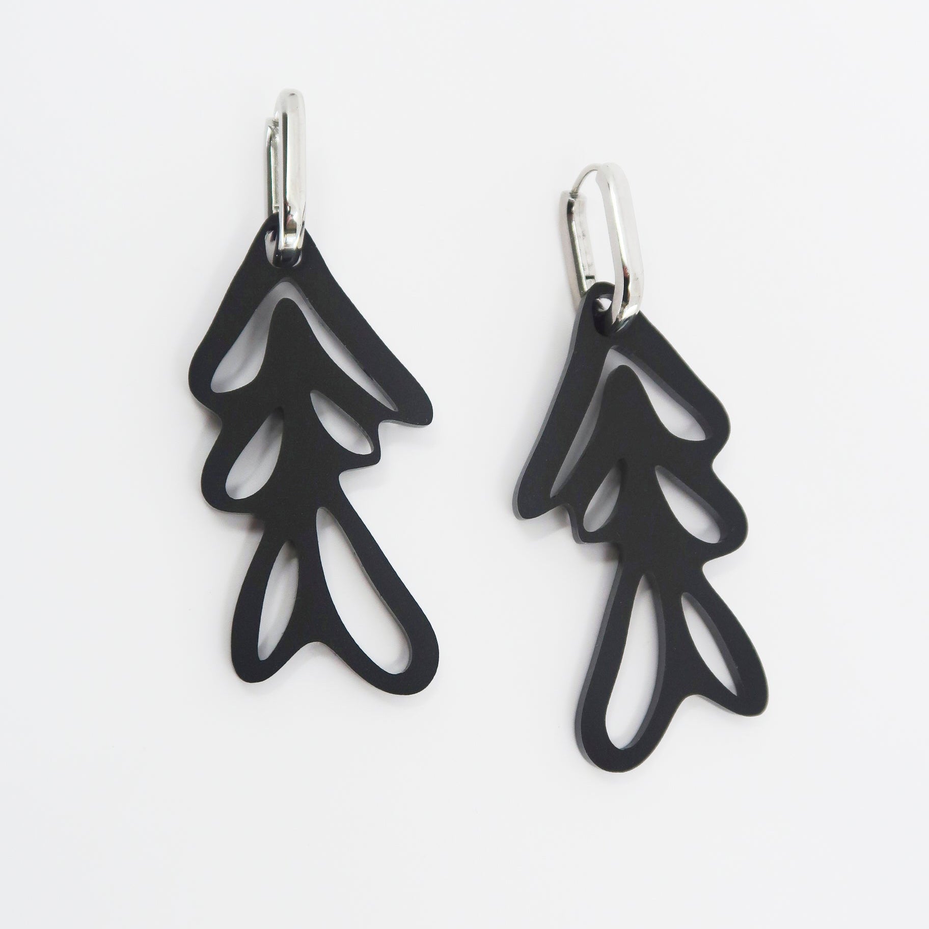 ALGAE 01 Earrings with Stainless Steel Hinged Hoops